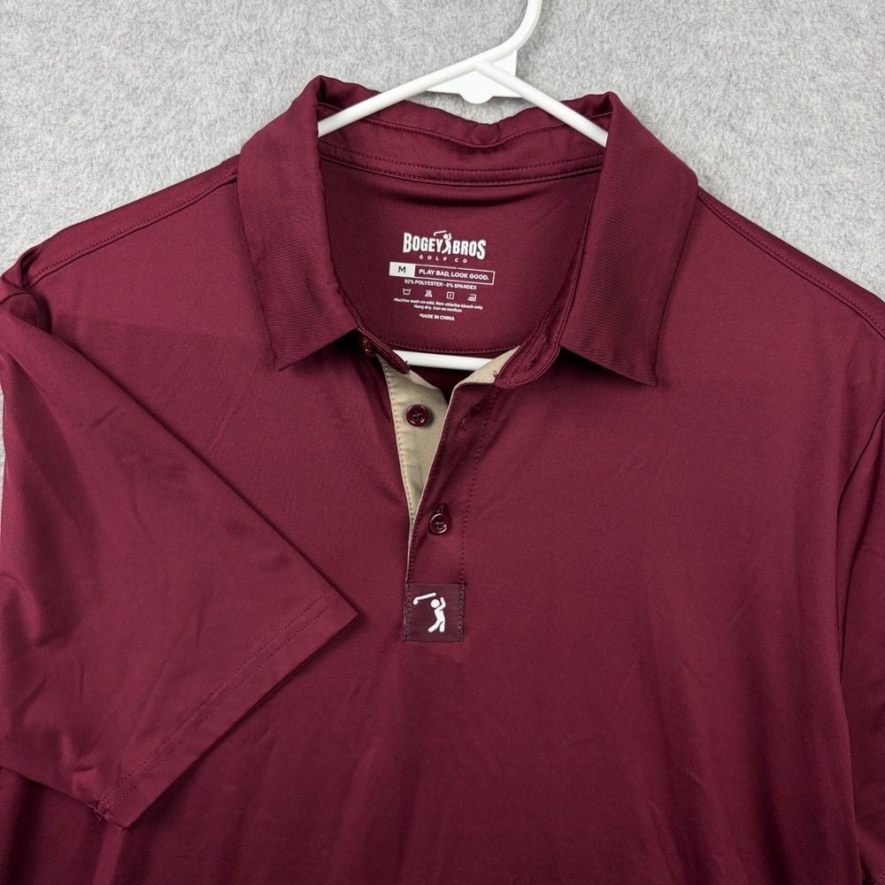 Bogey Bros Polo Shirt Mens XL Burgundy Red Golf Performance Stretch